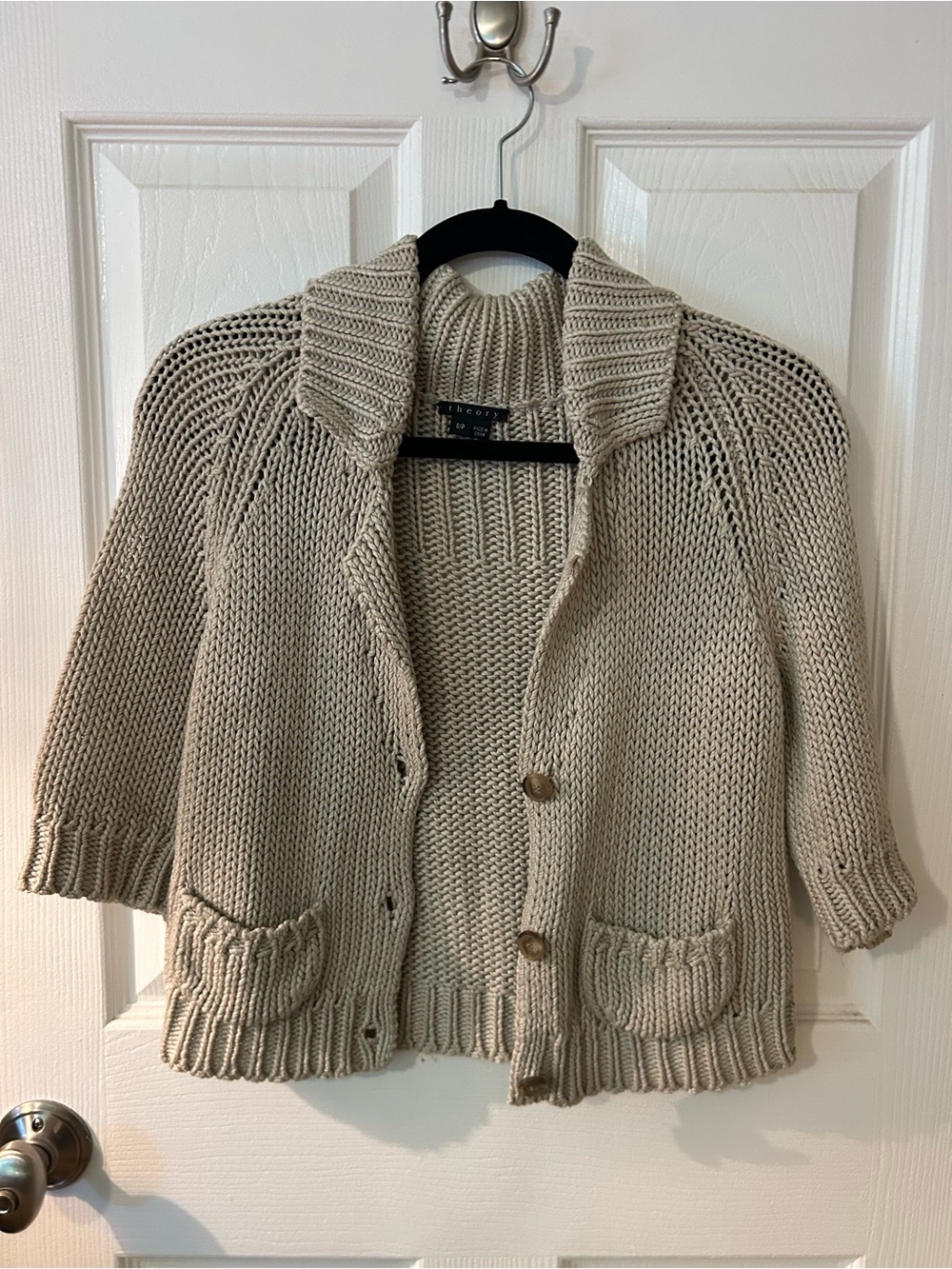Theory Neutral Chunky Knit Cardigan